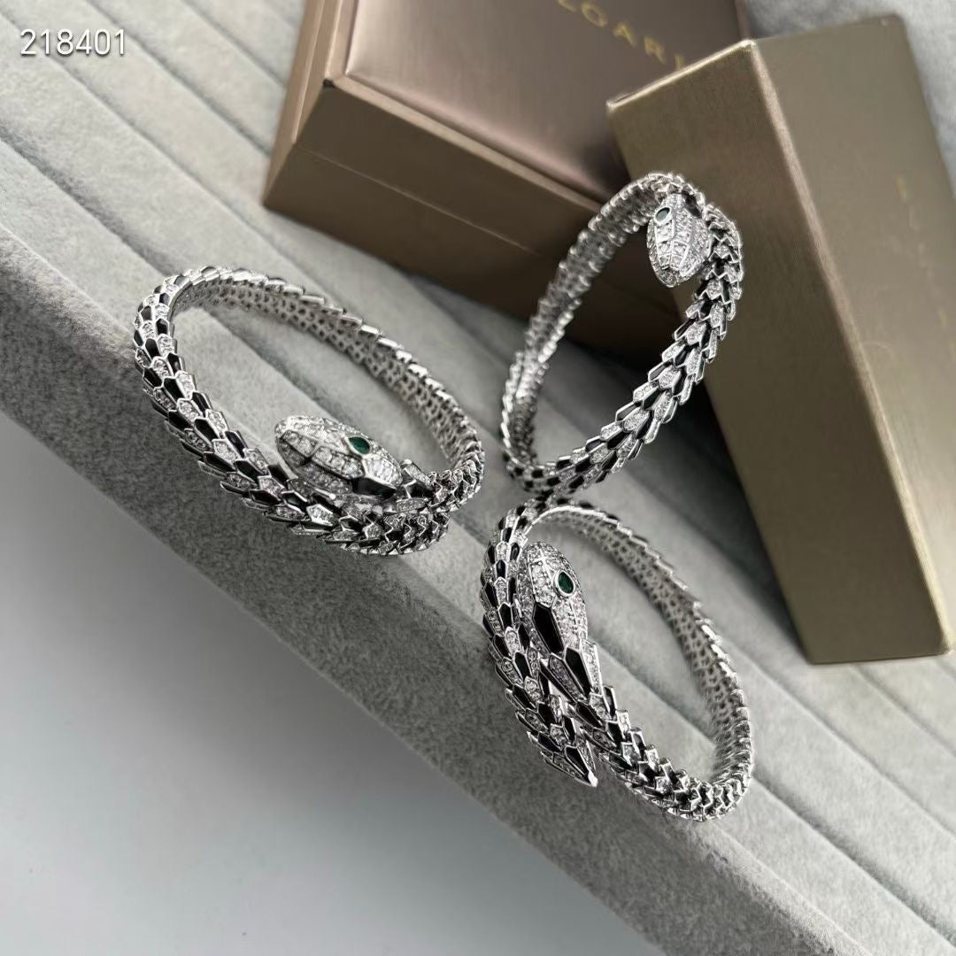 [✨Rose💎】NEW OBSIDIAN & DIAMOND SERPENT BRACELET