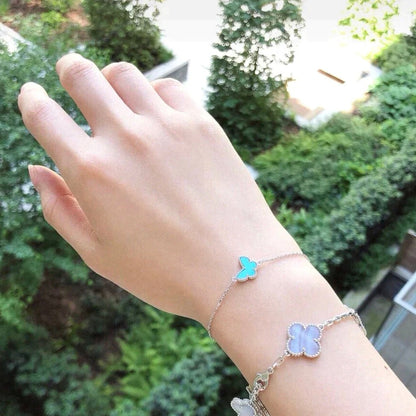 [✨ローズ💎]バタフライ ターコイズ バタフライ ブレスレット シルバー