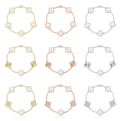 [✨Rose💎]CLOVER WHITE PEARL MOP 5 MOTIF BRACELET COLLECTION