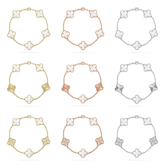 [✨Rose💎]CLOVER WHITE PEARL MOP 5 MOTIF BRACELET COLLECTION