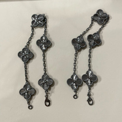 [✨Rose💎]BRACELET NOIR À 5 MOTIFS TRÈFLE 