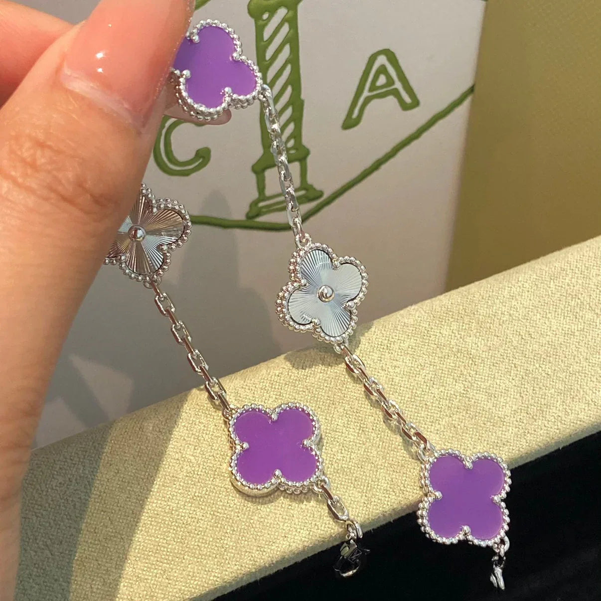 [✨Rose💎] CLOVER 5 MOTIF VIOLET BRACELET COLLECTION