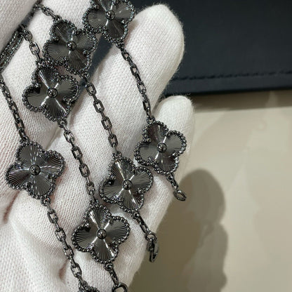[✨Rose💎]BRACELET NOIR À 5 MOTIFS TRÈFLE 
