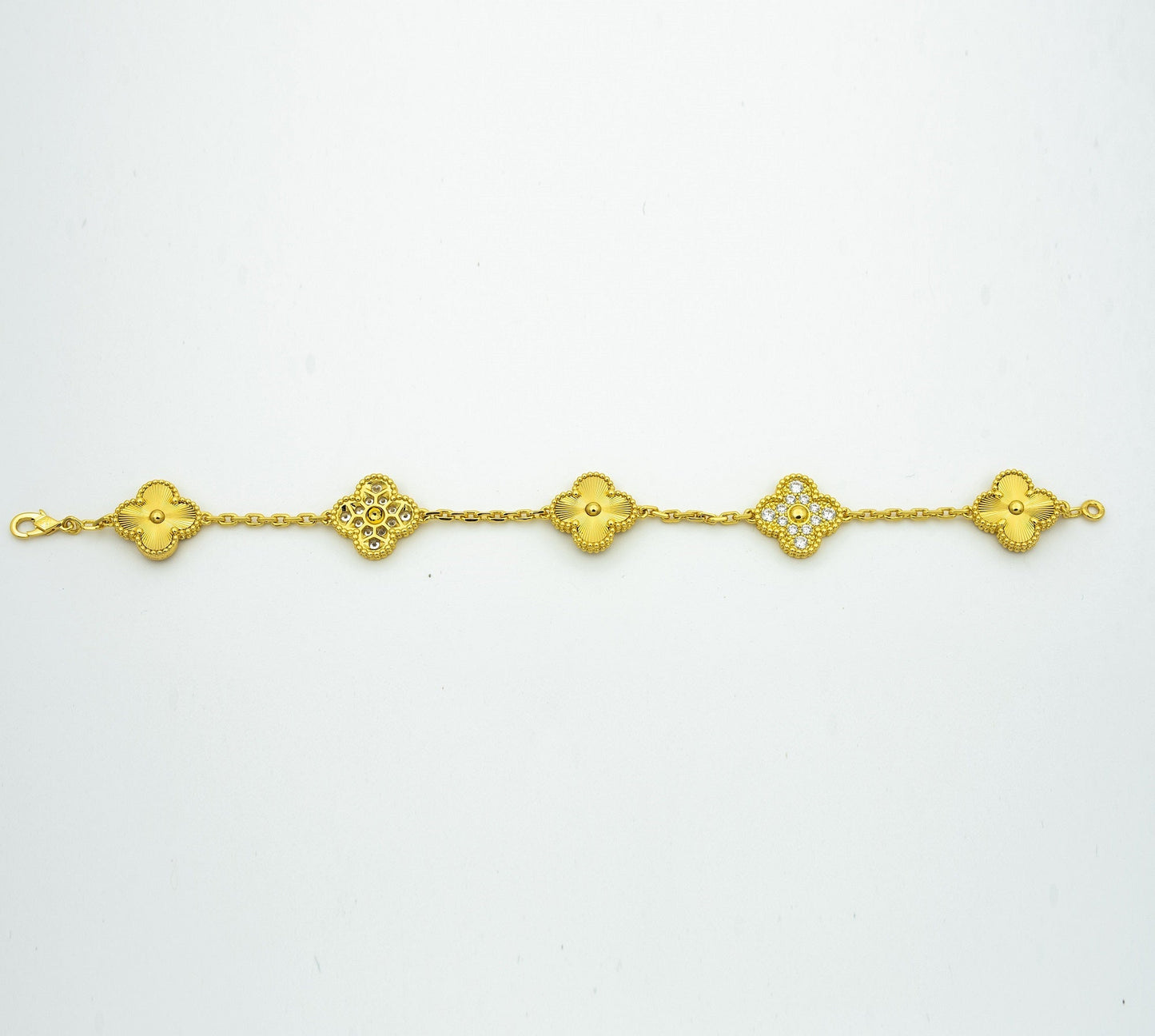 [✨Rose💎]BRACELET TRÈFLE 5 MOTIFS OR DIAMANT 