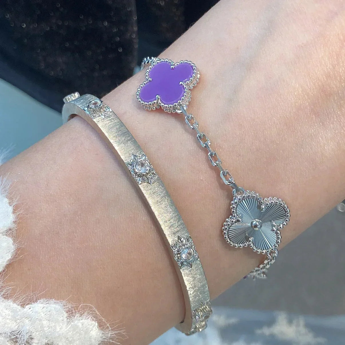 [✨Rose💎] CLOVER 5 MOTIF VIOLET BRACELET COLLECTION