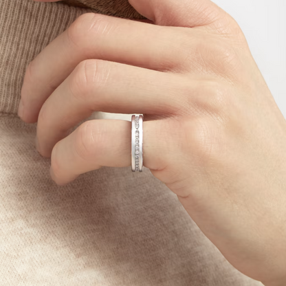 [✨Rose💎] ZERO 1 BAGUE EN SPIRALE AVEC DIAMANTS PAVÉS À UNE SEULE BANDE