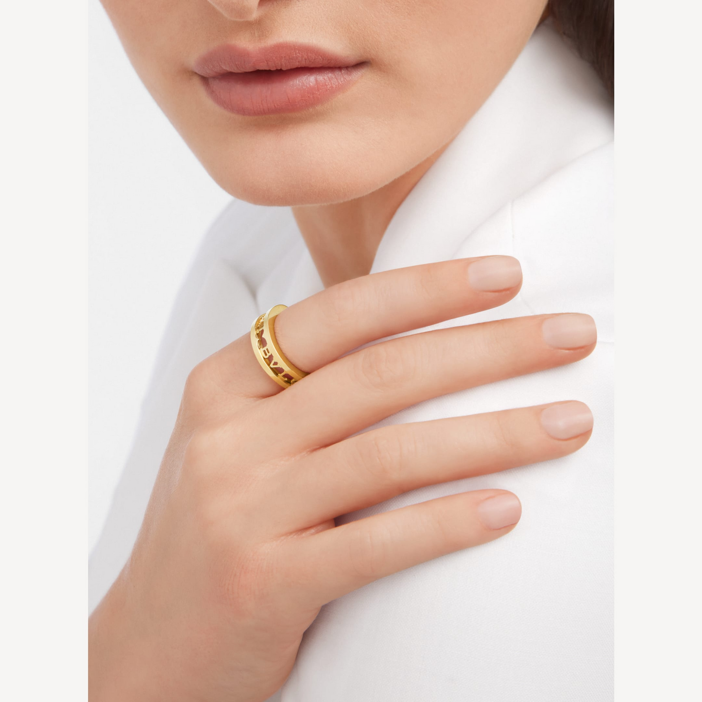 [✨Rose💎] ZERO 1 BAGUE SPIRALE À UN SEUL BANDE AVEC LOGO AJOURÉ