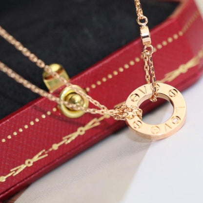 [✨Rose💎] COLLIER AMOUR RÉGLABLE OR ROSE 2 DIAMANTS 