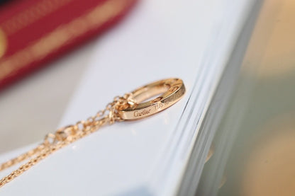 [✨Rose💎] COLLIER AMOUR RÉGLABLE OR ROSE 2 DIAMANTS 