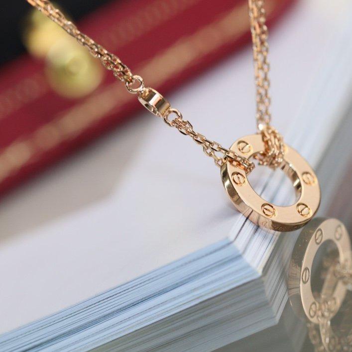 [✨Rose💎] COLLIER AMOUR RÉGLABLE OR ROSE 2 DIAMANTS 