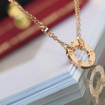 [✨Rose💎] COLLIER AMOUR RÉGLABLE OR ROSE 2 DIAMANTS 