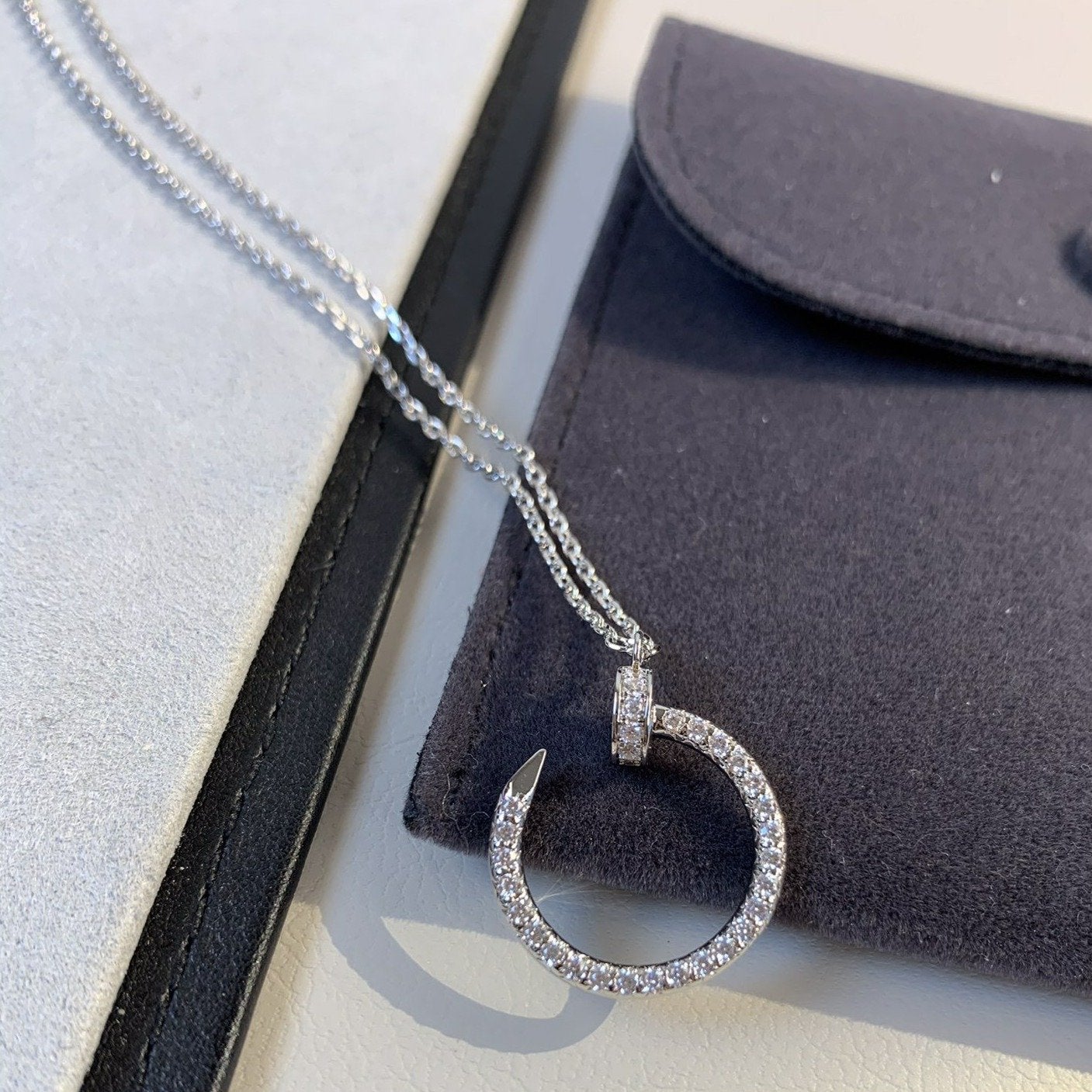 [✨Rose💎]COLLIER JUSTE ARGENT DIAMANTS 
