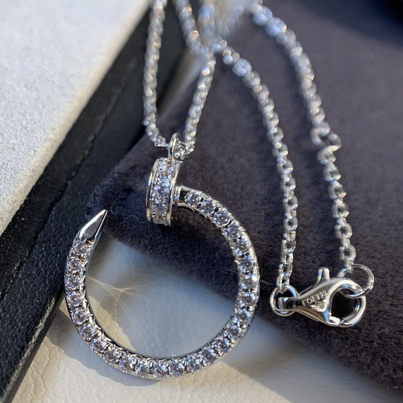 [✨Rose💎]COLLIER JUSTE ARGENT DIAMANTS 