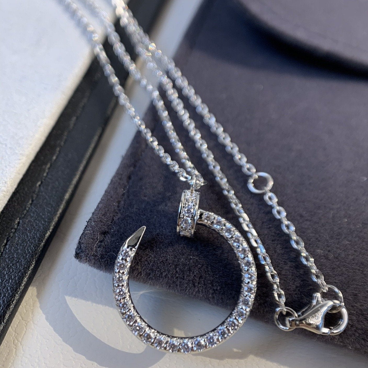 [✨Rose💎]COLLIER JUSTE ARGENT DIAMANTS 