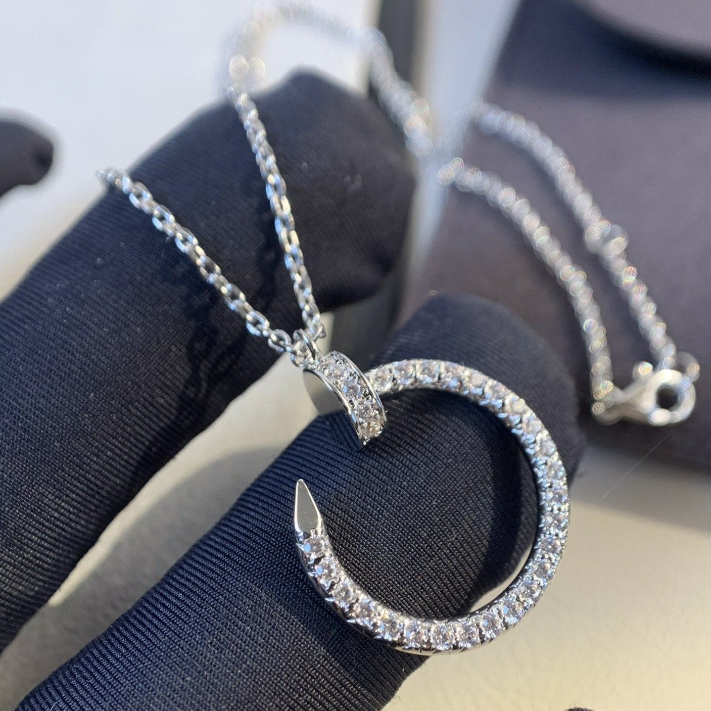 [✨Rose💎]COLLIER JUSTE ARGENT DIAMANTS 