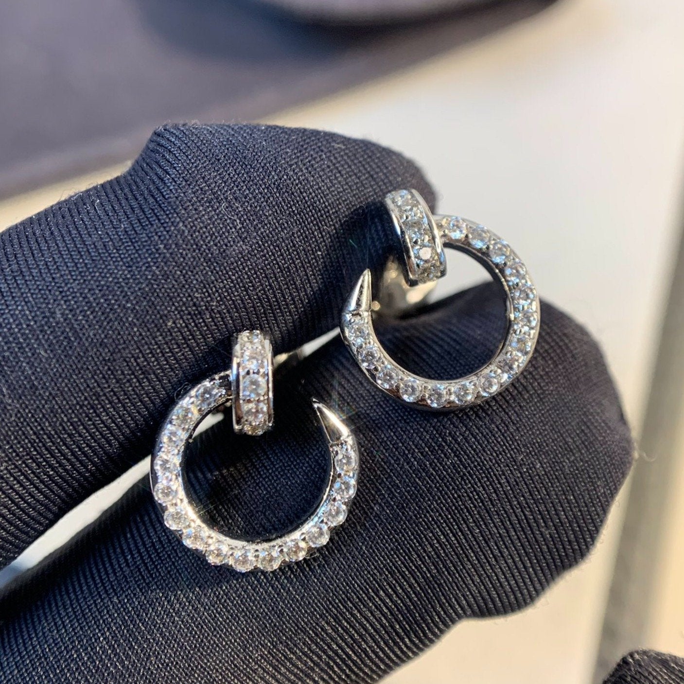 [✨Rose💎]Boucles d'oreilles JUSTE ARGENT DIAMANTS 