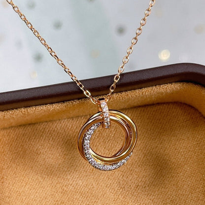 [✨Rose💎] COLLIER TRINITÉ ARGENT OR OR ROSE DIAMANTS 