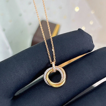 [✨Rose💎] COLLIER TRINITÉ ARGENT OR OR ROSE DIAMANTS 
