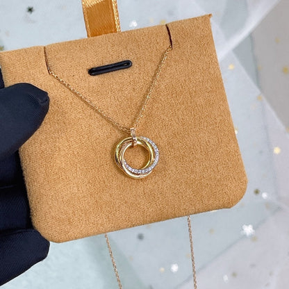 [✨Rose💎] COLLIER TRINITÉ ARGENT OR OR ROSE DIAMANTS 