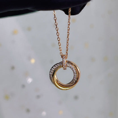 [✨Rose💎] COLLIER TRINITÉ ARGENT OR OR ROSE DIAMANTS 