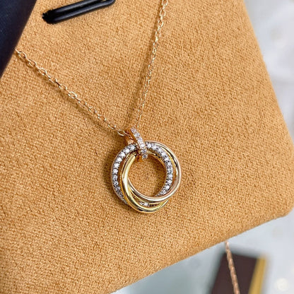 [✨Rose💎] COLLIER TRINITÉ ARGENT OR OR ROSE DIAMANTS 