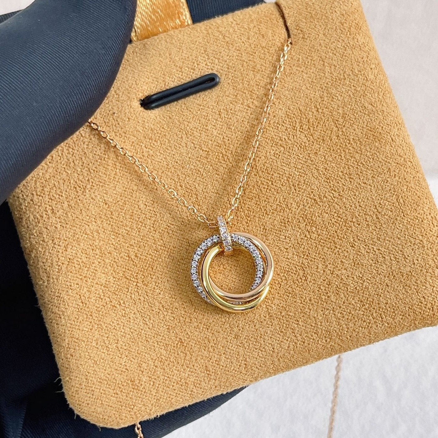 [✨Rose💎] COLLIER TRINITÉ ARGENT OR OR ROSE DIAMANTS 