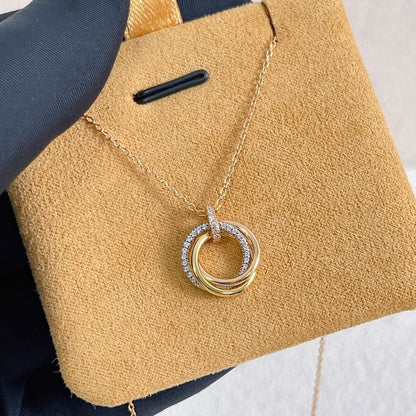 [✨Rose💎] COLLIER TRINITÉ ARGENT OR OR ROSE DIAMANTS 