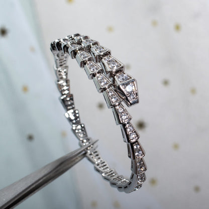 [✨Rose💎]BRACELET SERPENTI 6MM ARGENT DIAMANT 