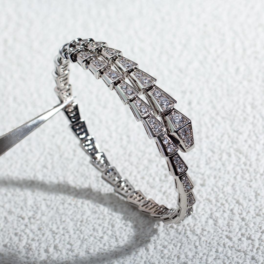 [✨Rose💎]BRACELET SERPENTI 6MM ARGENT DIAMANT 