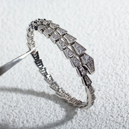 [✨Rose💎]BRACELET SERPENTI 6MM ARGENT DIAMANT 