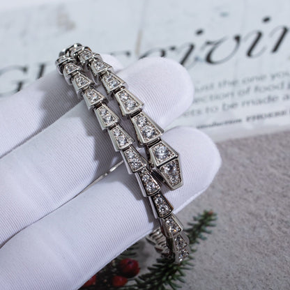 [✨Rose💎]BRACELET SERPENTI 6MM ARGENT DIAMANT 