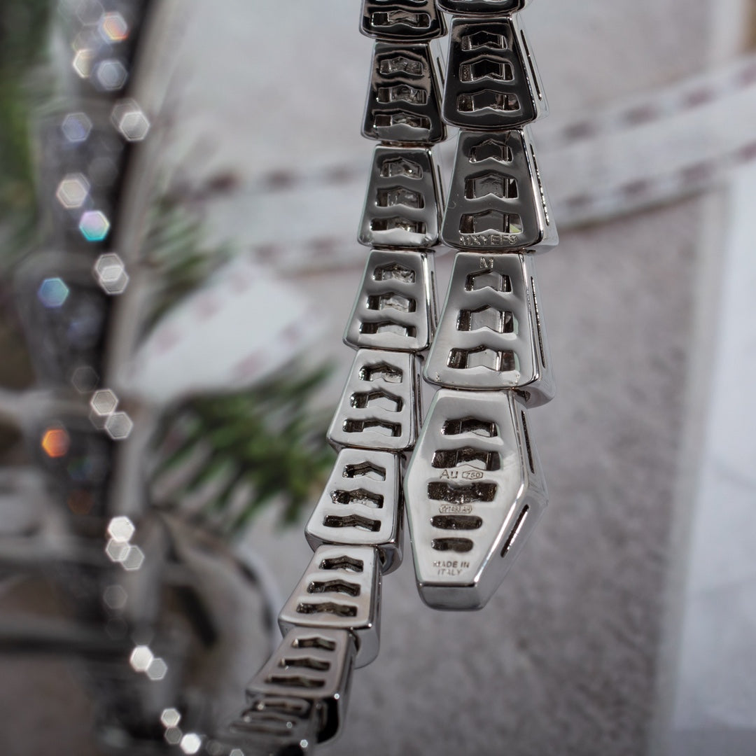 [✨Rose💎]BRACELET SERPENTI 6MM ARGENT DIAMANT 