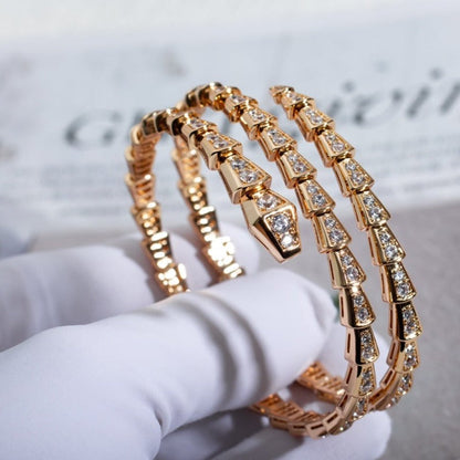 [✨Rose💎]BRACELET SERPENTI OR ROSE DIAMANT DOUBLE RANGÉE