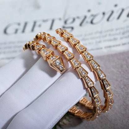 [✨Rose💎]BRACELET SERPENTI OR ROSE DIAMANT DOUBLE RANGÉE