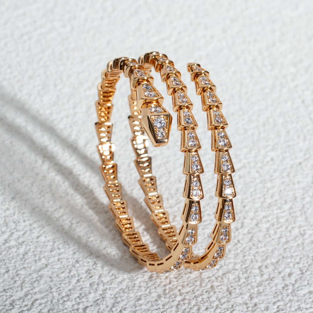 [✨Rose💎]BRACELET SERPENTI OR ROSE DIAMANT DOUBLE RANGÉE