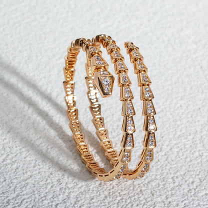 [✨Rose💎]BRACELET SERPENTI OR ROSE DIAMANT DOUBLE RANGÉE