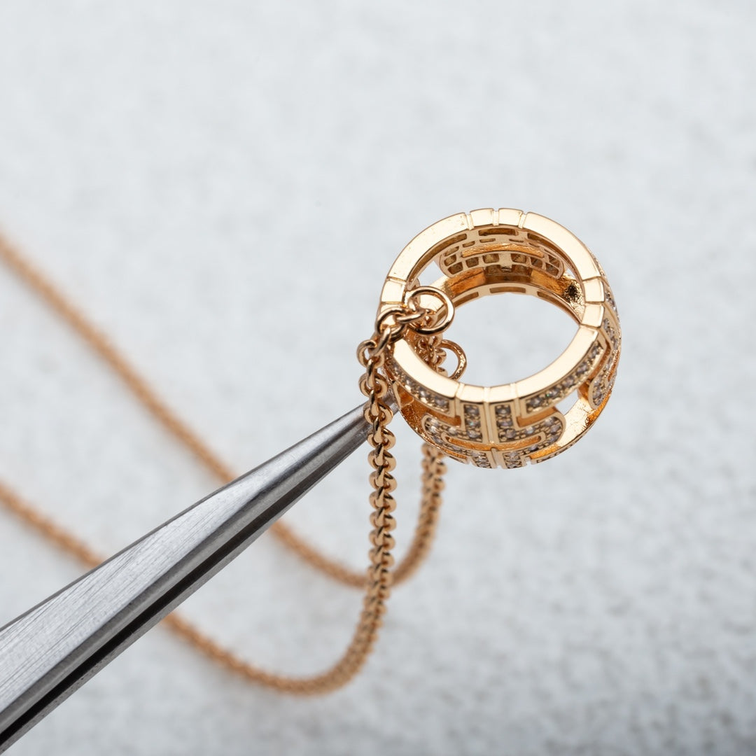 [✨Rose💎]PARENTESI COLLIER OR ROSE DIAMANT