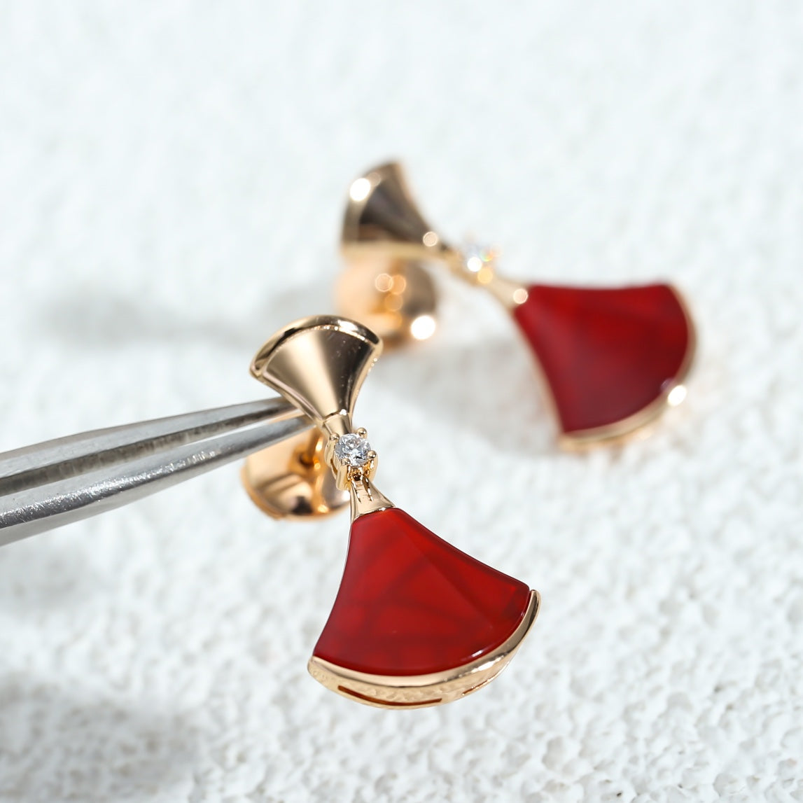 [✨Rose💎]Boucles d'oreilles DREAM Cornaline en or rose