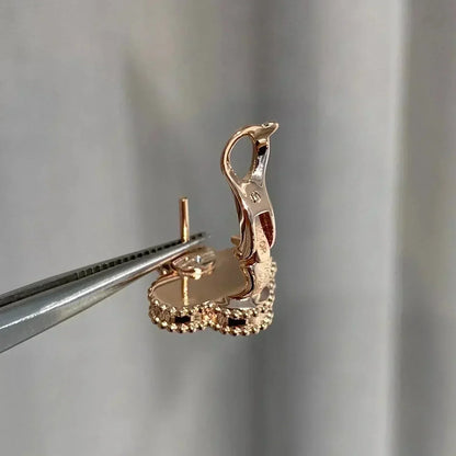 [✨Rose💎]CLOVER MEDIUM 1 MOTIFS BOUCLES D'OREILLES ROSE MOP DIAMANT