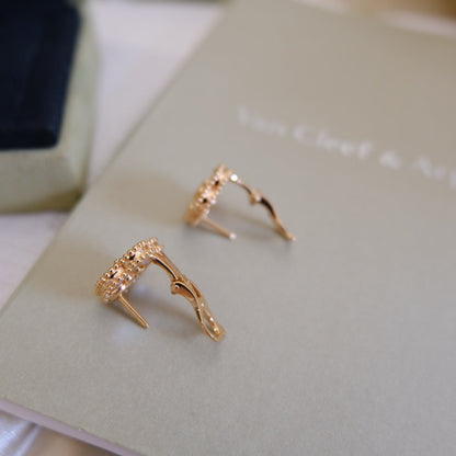 [✨Rose💎]Boucles d'oreilles porte-bonheur en or rose et nacre blanche 