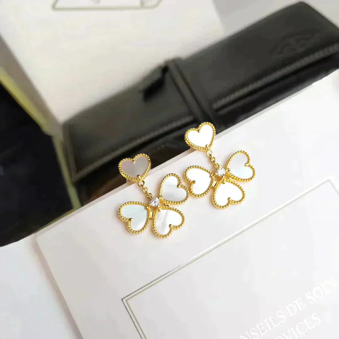 [✨Rose💎]Boucles d'oreilles Clover Sweet White Mop