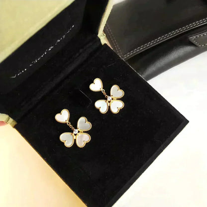 [✨Rose💎]Boucles d'oreilles Clover Sweet White Mop