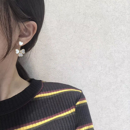 [✨Rose💎]Boucles d'oreilles Clover Sweet White Mop