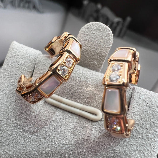 [✨Rose💎]SERPENTI MOP PINK GOLD EARRINGS