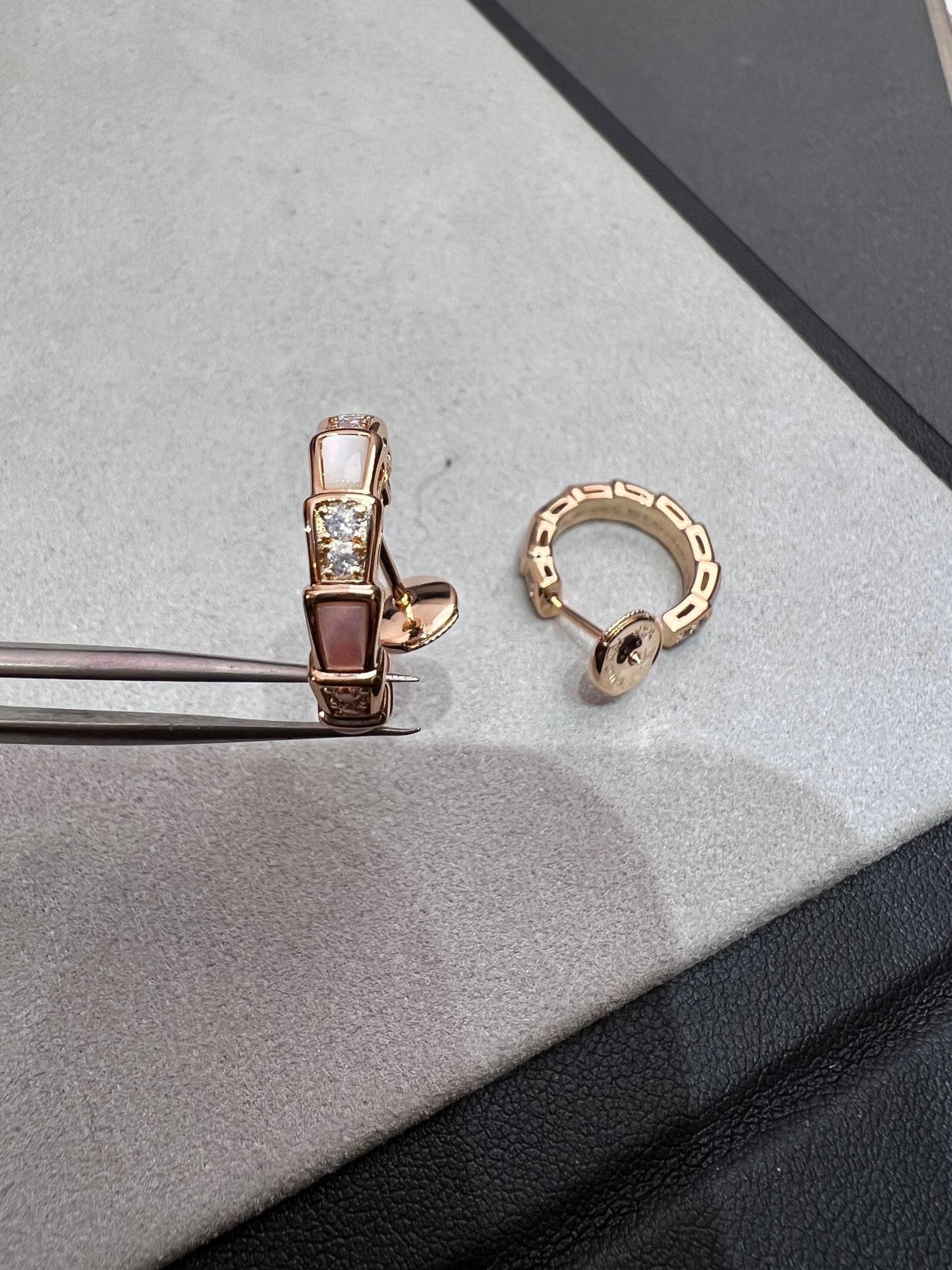 [✨Rose💎]Boucles d'oreilles serpenti en or rose
