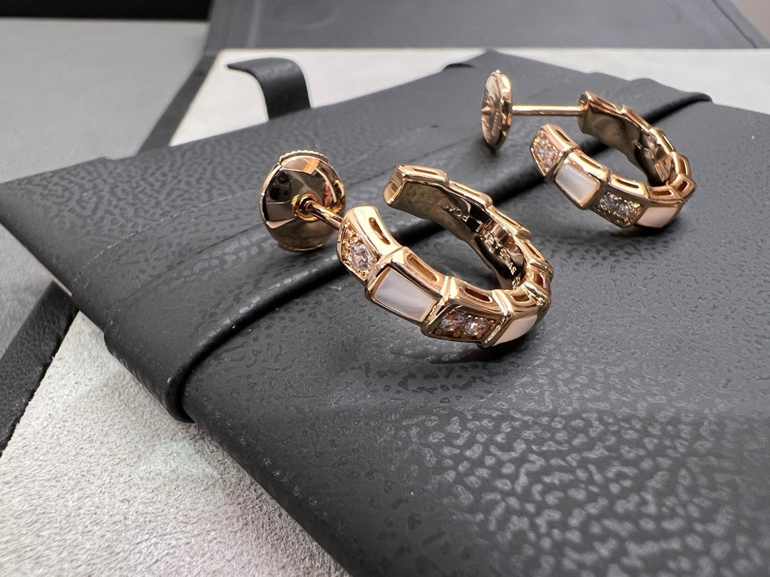 [✨Rose💎]Boucles d'oreilles serpenti en or rose