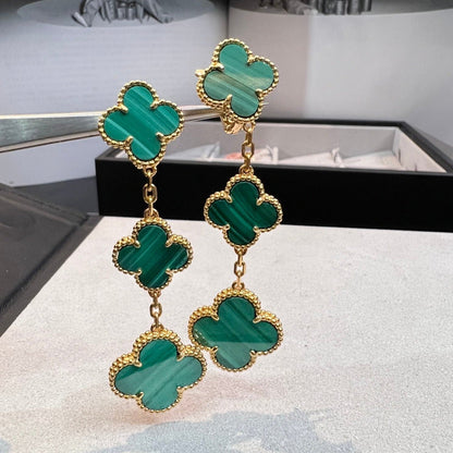 [✨Rose💎]TRÈFLE MALACHITE 3 MOTIFS OR 
