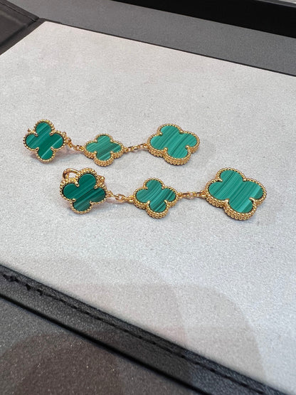 [✨Rose💎]TRÈFLE MALACHITE 3 MOTIFS OR 