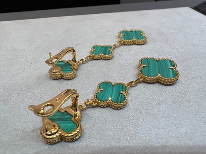 [✨Rose💎]TRÈFLE MALACHITE 3 MOTIFS OR 