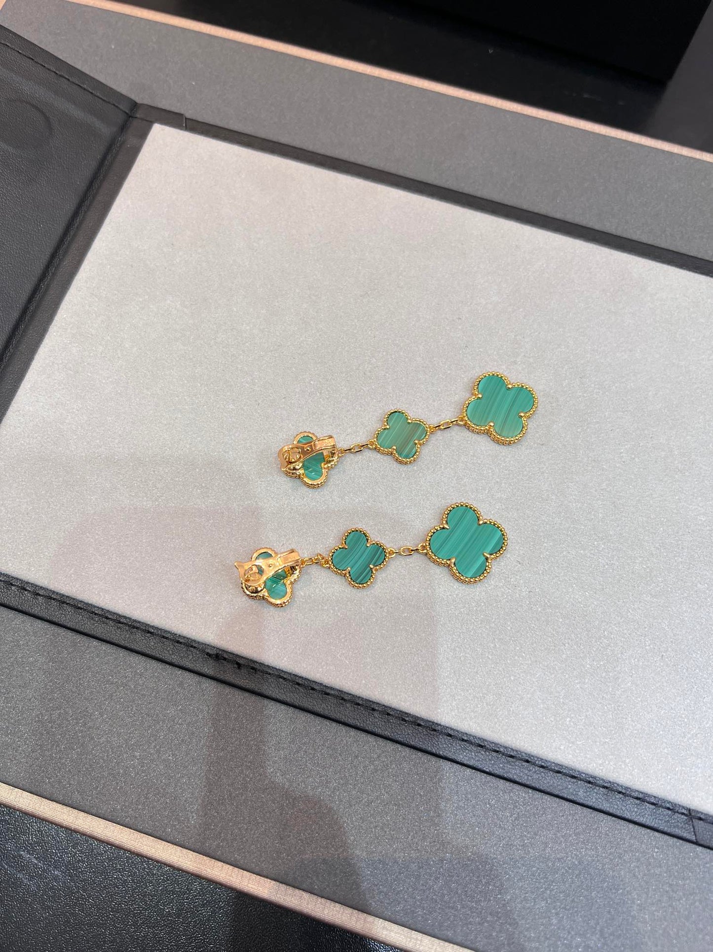 [✨Rose💎]TRÈFLE MALACHITE 3 MOTIFS OR 